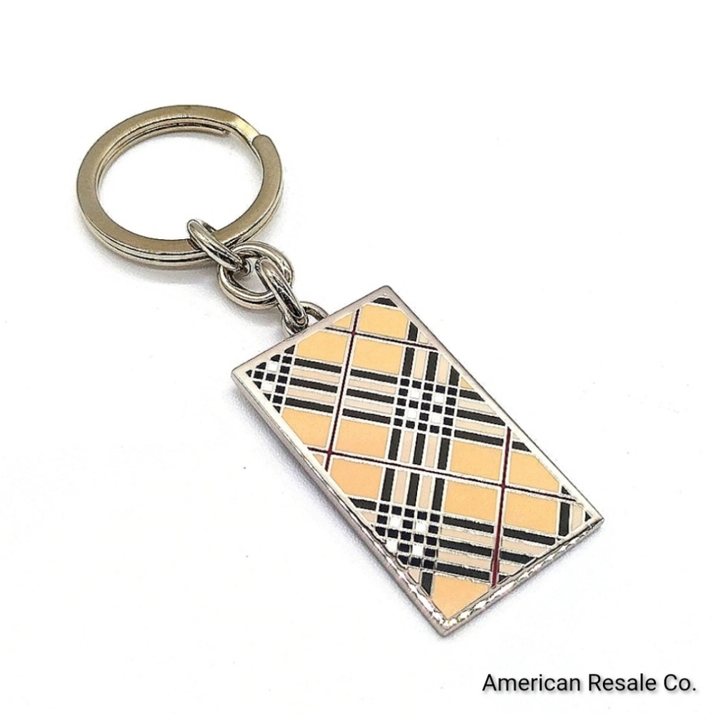 Vintage BURBERRY Nova Check Rectangle Keychain Fob Purse Charm- Unisex